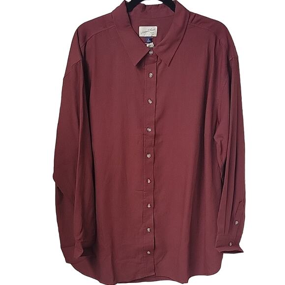 Universal Thread Burgundy Oversized Fit Button Down Shirt Womens Plus 1X NWT - Picture 1 of 13